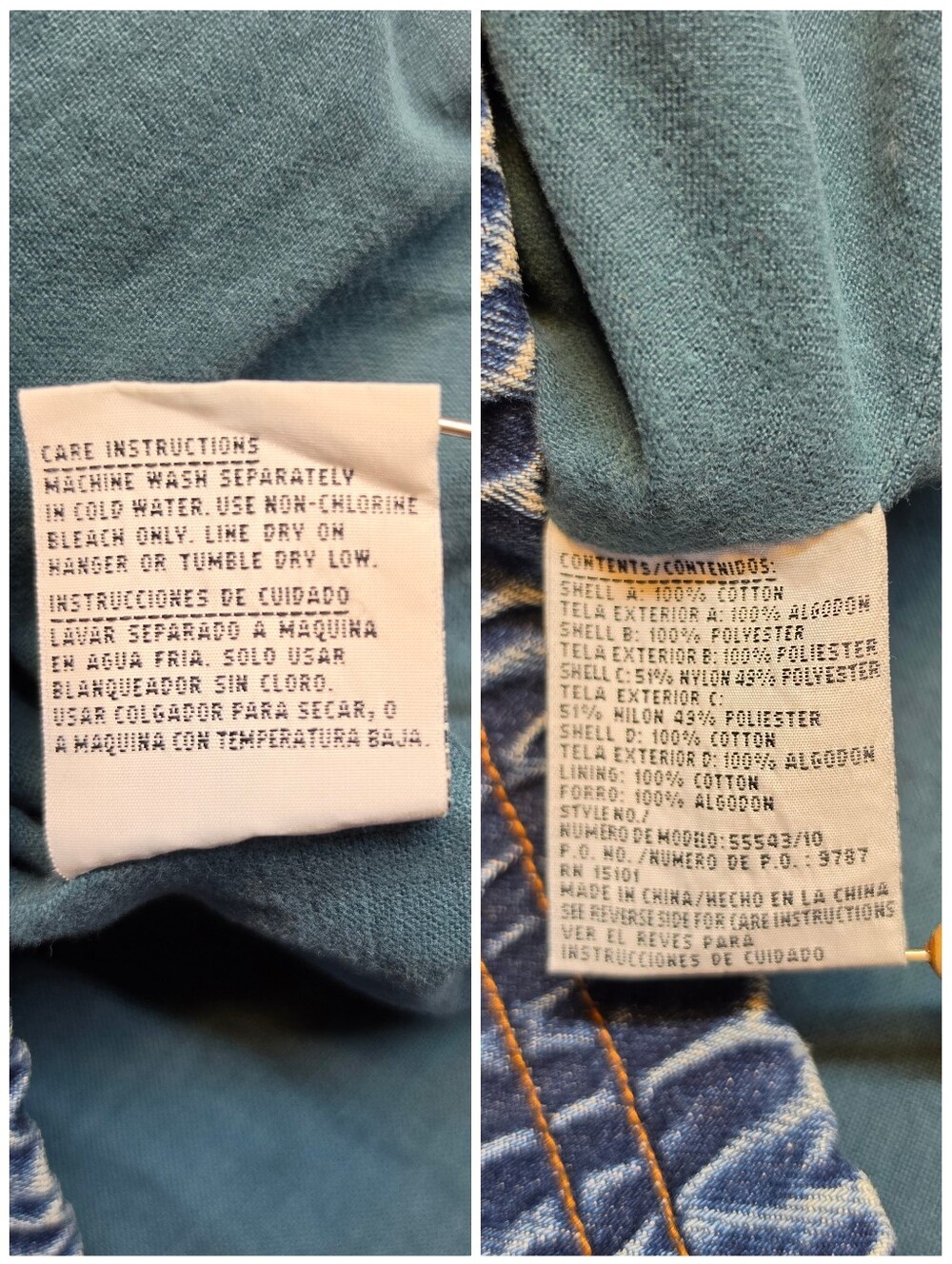 Vintage Denim Blue Jean Oversized Jacket Aztec Tapestry Corduroy Patchwork - Picture 14 of 14